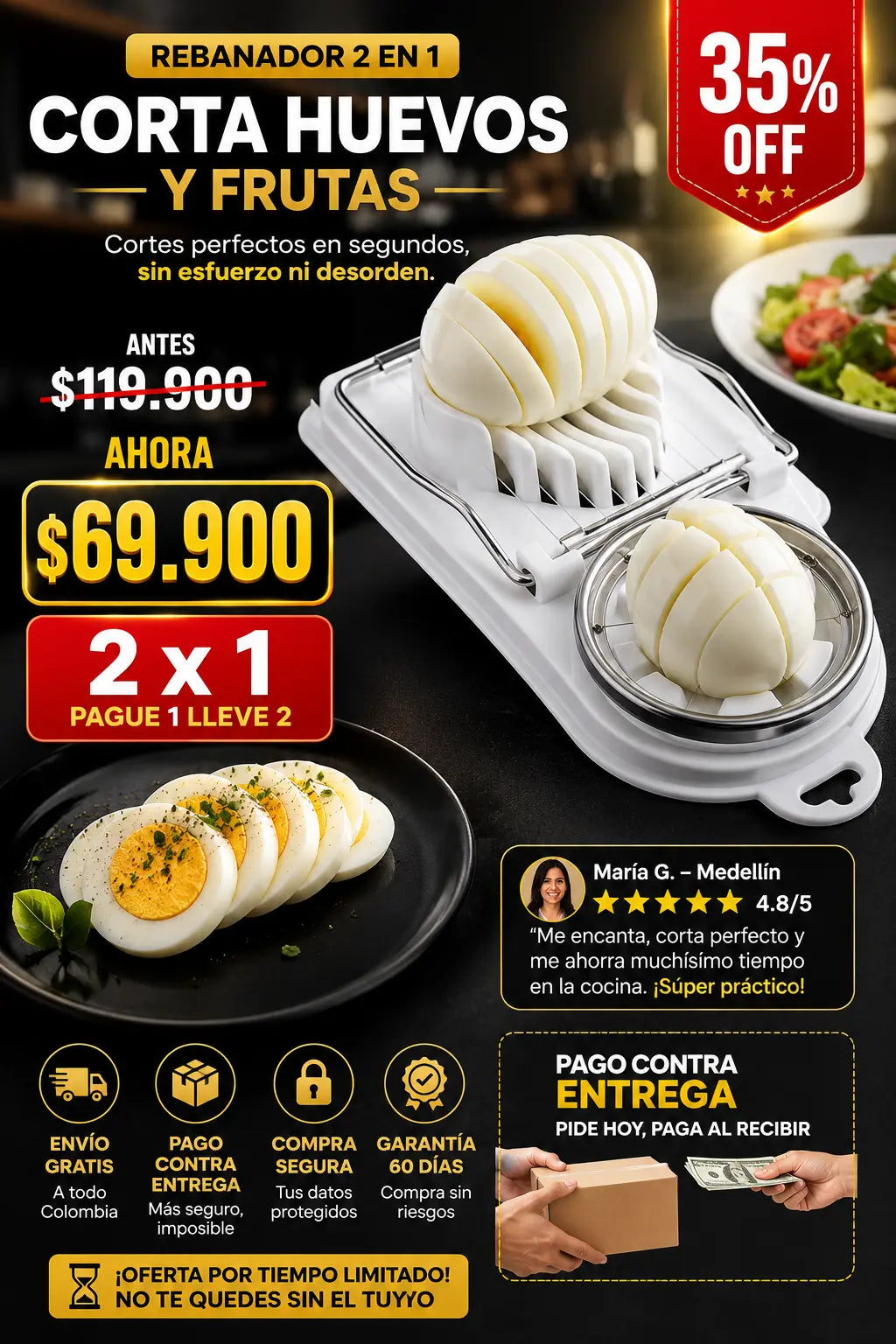 corta huevos y frutas