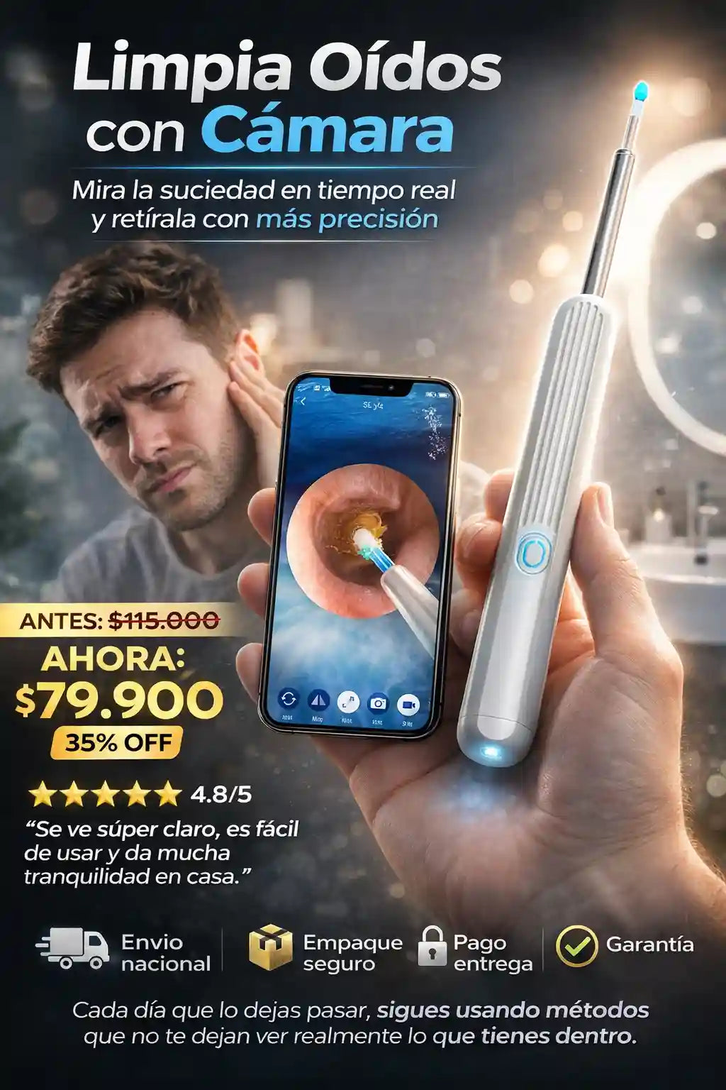 Limpia oidos con camara