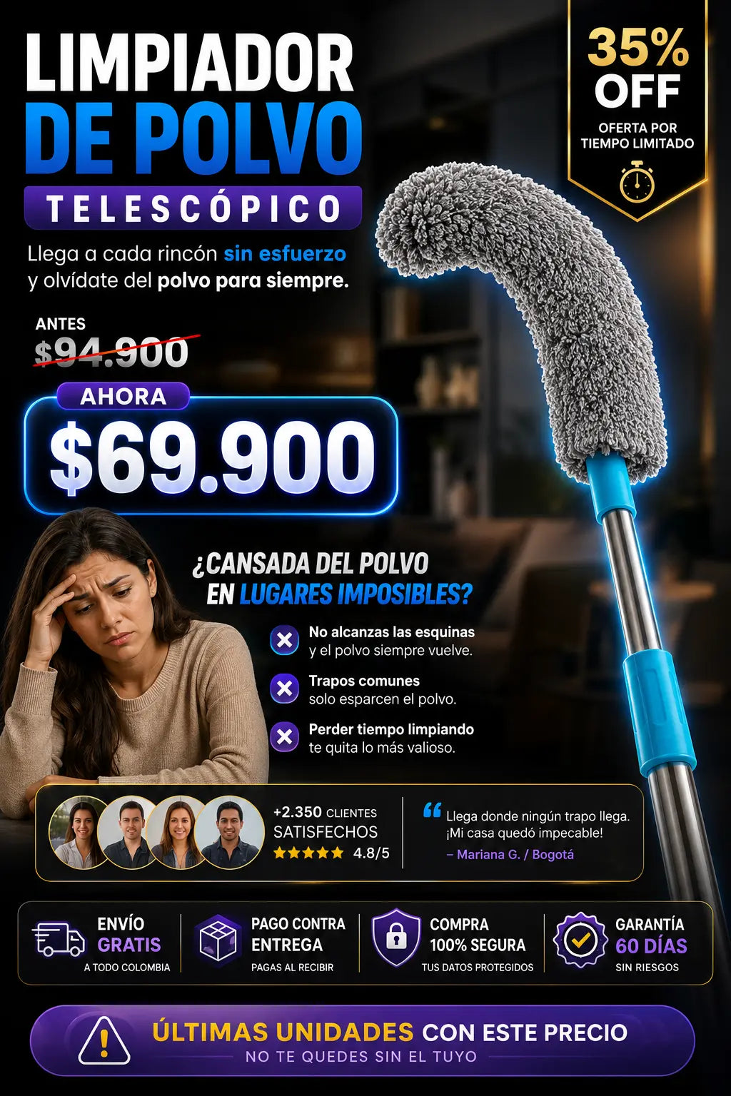 Limpiador de polvos telescopico