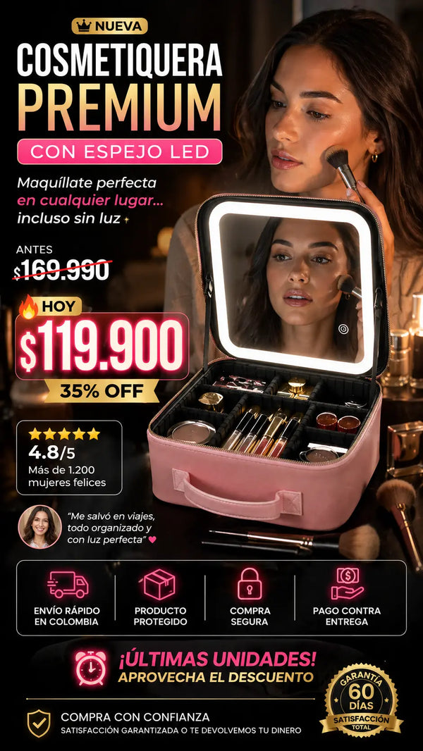 Cosmetiquera con luz led