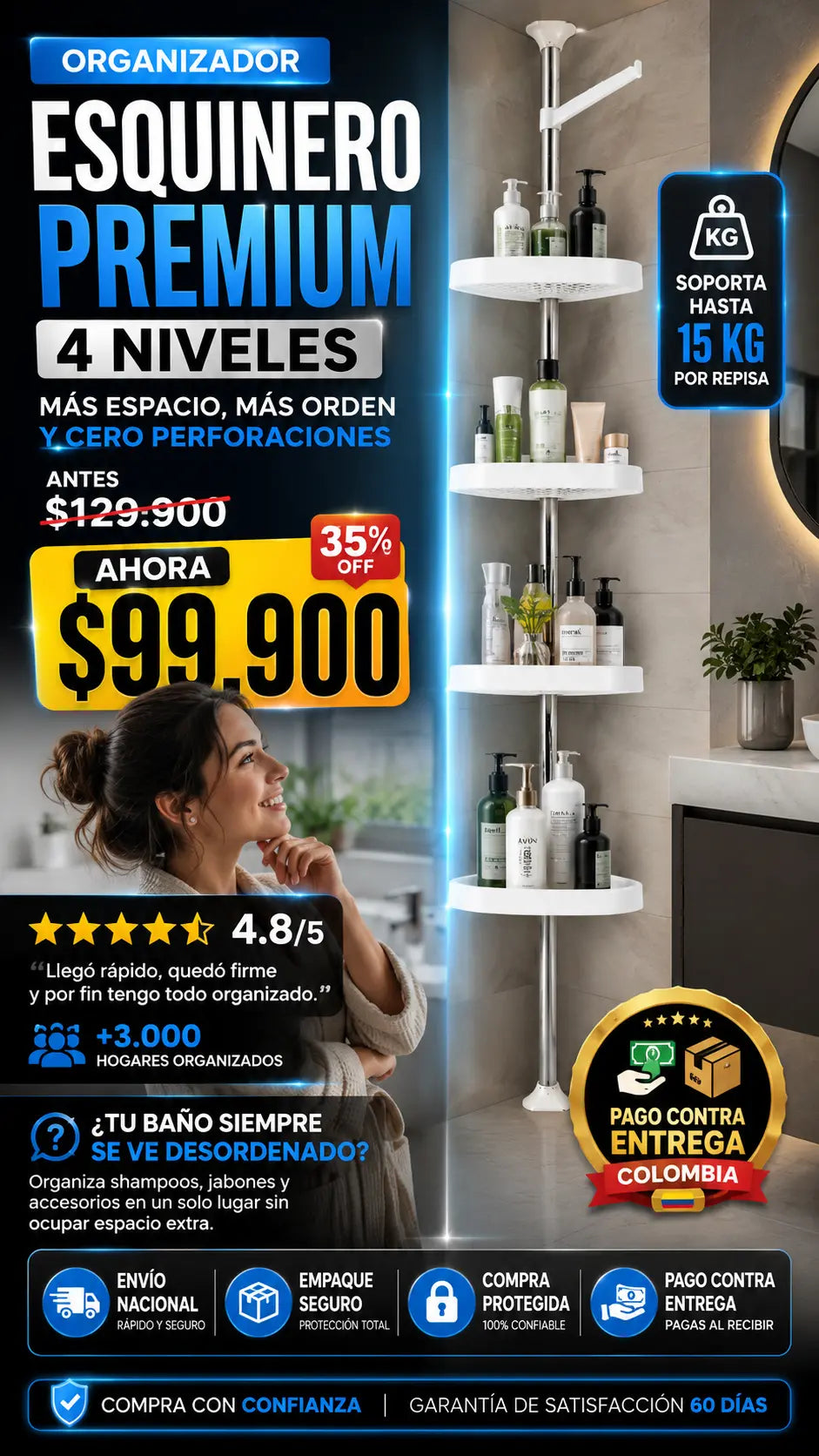 Organizador de baño esquínero